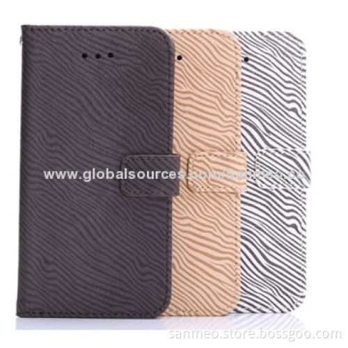 Leather mobile phone case for iPhone 6, zebra-stripe perfectly fits the shape, with walletNew